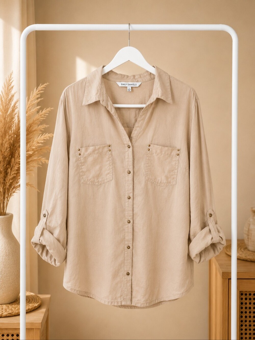 4-Piece Women’s Large Tops Bundle – Neutral Basics, Waffle Knit, Boutique Styles